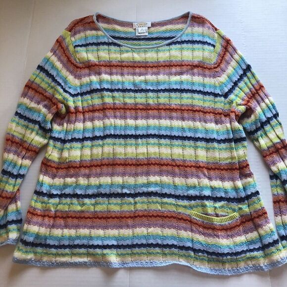 Talbots Colorful Stripe Pullover Sweater Sz 2XP A2081 - Picture 1 of 4
